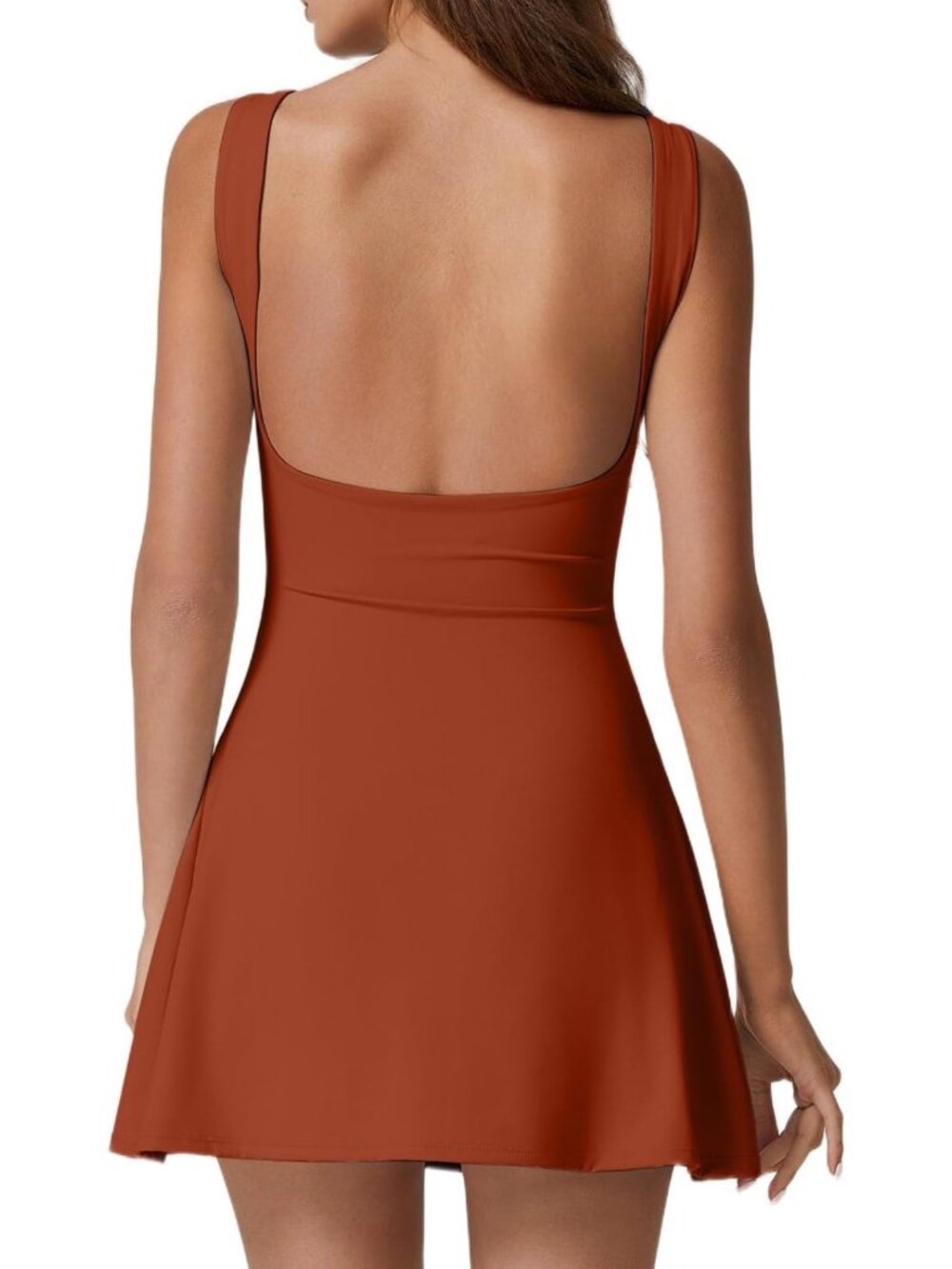 Stylish Open Back Tennis Dress for Women - Sleeveless, Built-in Shorts & Pockets